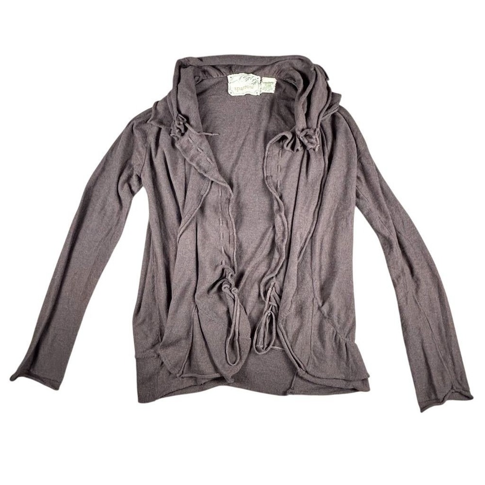 Anthropologie  Sparrow Women's Brown Hooded Open‎ Front Cardigan Sweater S